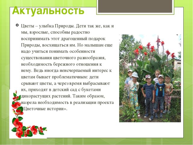 Презентация экологического проекта "Цветочные истории"