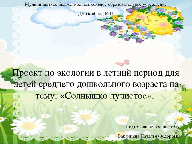 Презентация Экологический проект "Солнышко лучистое"