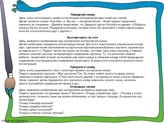 Картотека игр и упражнений развивающие творческое воображение дошкольников