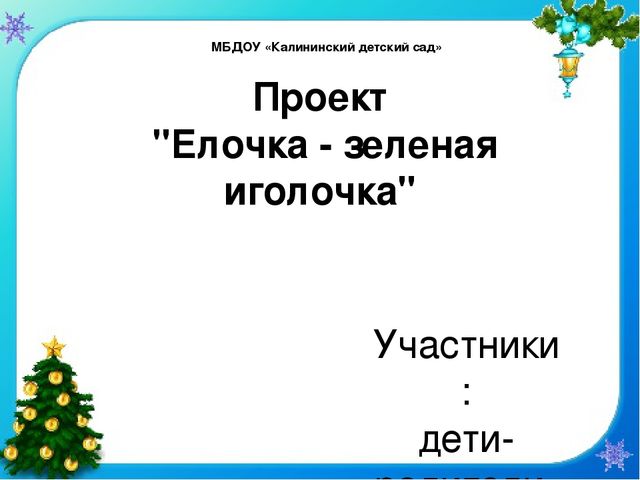 Презентация проекта "Елочка - колкая иголочка"