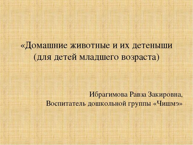 Презентация к занятию по теме "Домашние животные и их детёныши"
