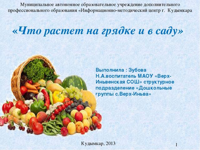Презентация к НОД на тему "Что растет на огороде и в саду"