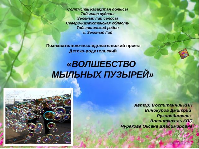 Презентация проект "Мыльные пузыри"