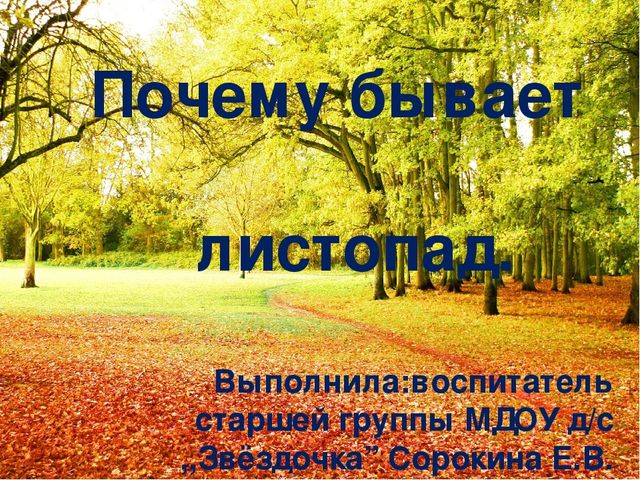 Презентация ,,Почему падают листья" старшая группа ДОУ