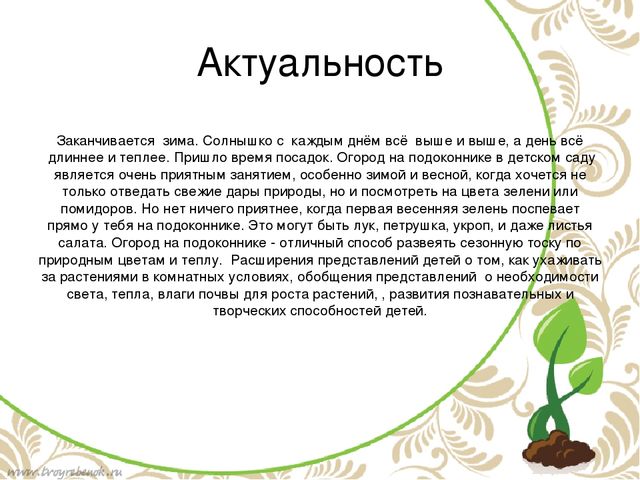 Проект в подготовительной группе "Огород на подоконнике"