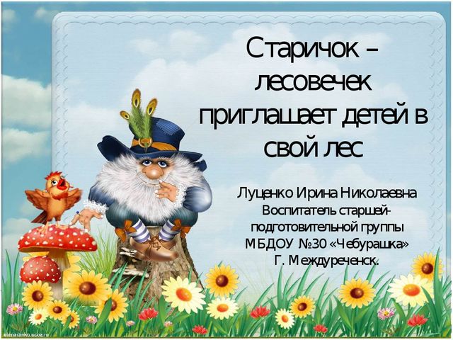 Презентация по экологии "Старичек лесовичек приглашает детей в свой лес" (Дошкольное образование)