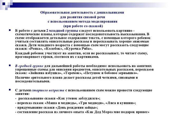 Метод наглядного моделирования как средство развития речи детей дошкольного возраста