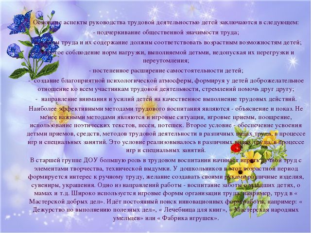 Воспитательный проект "Труд и терпение - превращаются в умение"