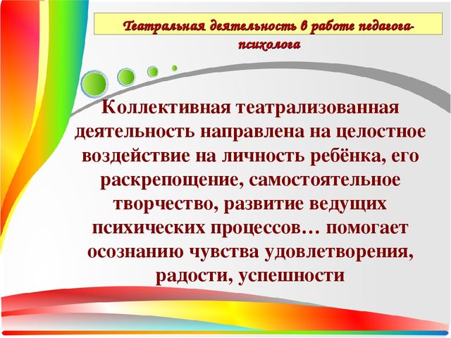 Презентация Театральная деятельность как средство для решения психологических проблем дошкольника — копия