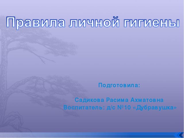 Презентация на тему личная гигиена (Подготовительная группа)
