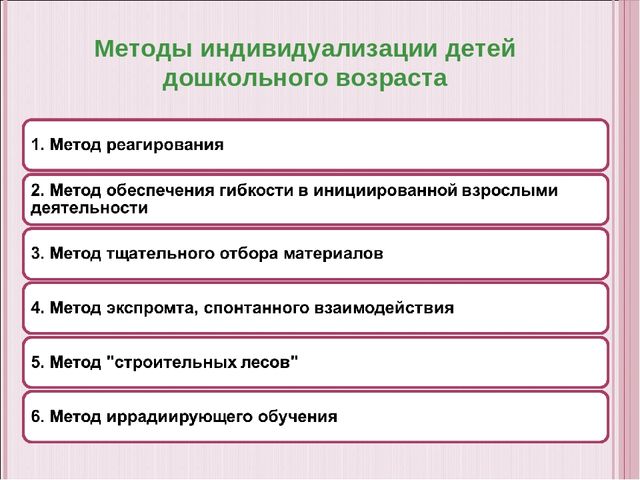 Методы индивидуализации детей дошкольного возраста