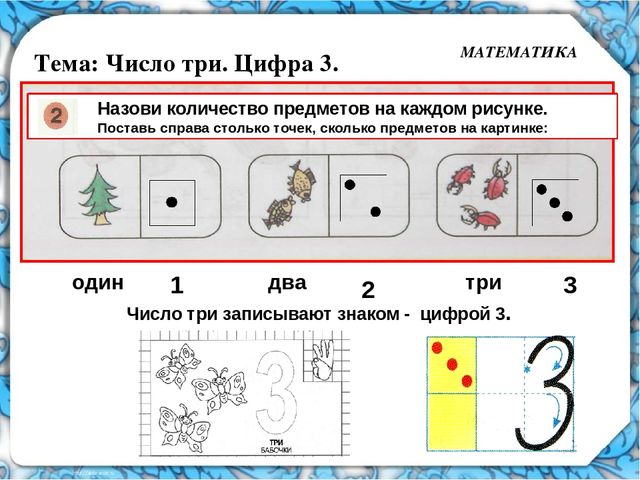 ПРЕЗЕНТАЦИЯ К ЗАНЯТИЮ ПО МАТЕМАТИКЕ ПЕТЕРСОН "ЧИСЛО ТРИ. ЦИФРА 3"