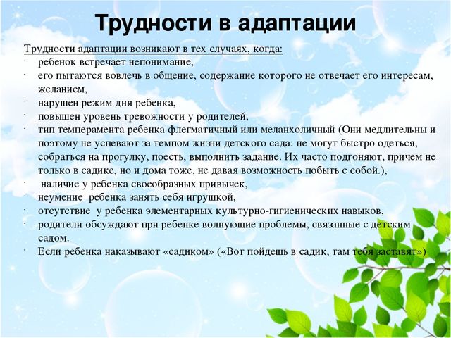 Адаптация детей раннего возраста в детском саду
