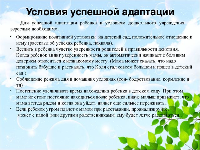 Адаптация детей раннего возраста в детском саду