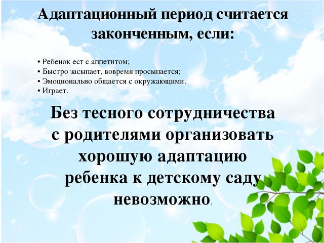 Адаптация детей раннего возраста в детском саду