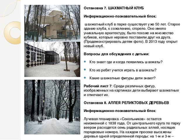 Я покажу тебе Москву. Зимний день в парке Сокольники. Практическая разработка для тематического занятия о родном городе (населенном пункте).