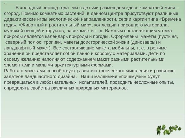 Презентация "Особенности развивающей среды в дошкольном учреждении"