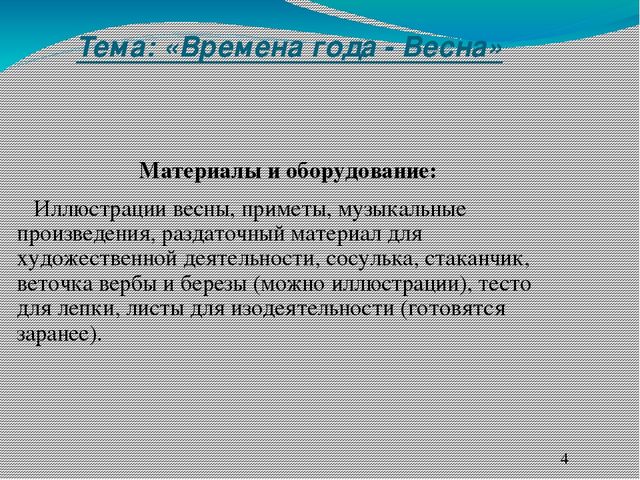 Презентация занятия на тему Весна