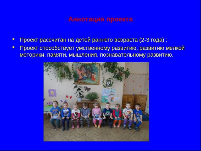 Презентация "Педагогический проект"Сенсорное воспитание посредством дидактических игр"