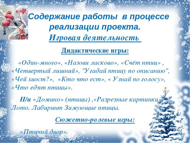 Презентация проекта "Зимующие птицы"
