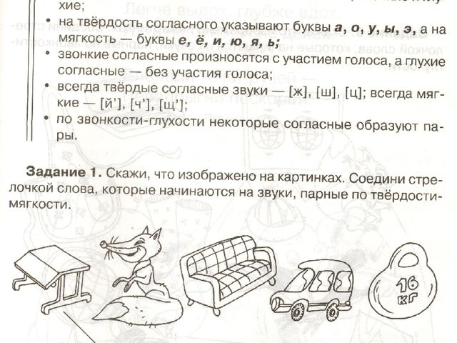 Согласные твёрдые и мягкие, звонкие и глухие.