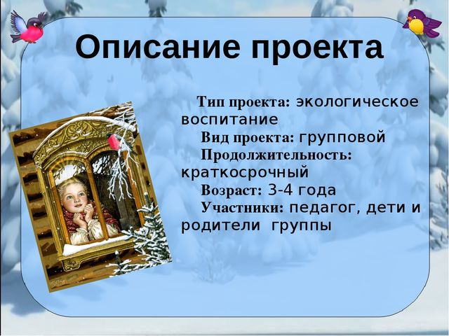 Презентация проекта "Покормите птиц зимой"