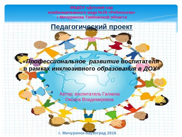 Педагогический проект "Профессиональное развитие воспитателя в рамках инклюзивного образования в ДОУ"