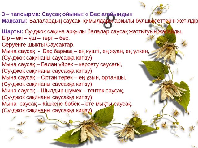 Денсаулық саласы бойынша "Мен сияқты жаса"Су-джок терапиясы презентация