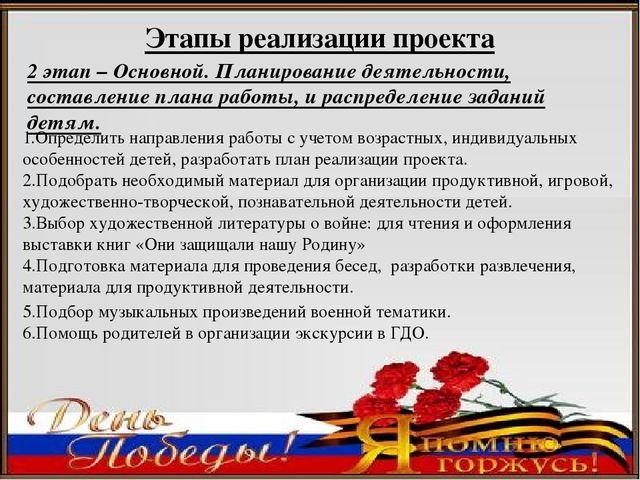 Педагогический проект ко Дню Победы «Я помню, я горжусь»