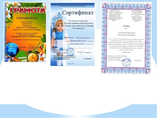 Дипломы и участие в конкурсах