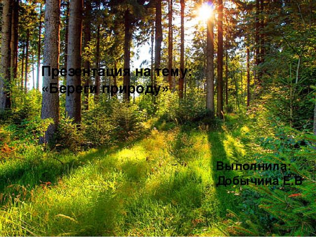 Презентация по познавательному развитию "Береги природу"