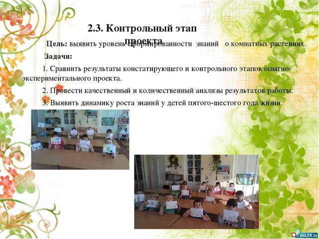 Опытно- экспериментальный проект по формирование знаний о комнатных растениях посредством ухода за ними у детей старшей группы