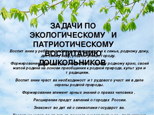 Презентация "Интеграция патриотического и экологического воспитания старших дошкольников"