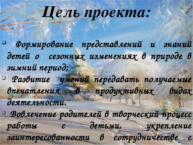 Педагогический проект "Волшебница - зима"