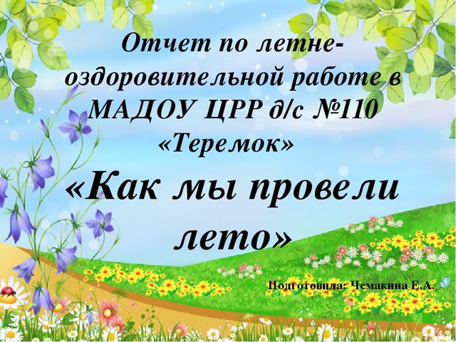 Отчет по проделанной работе летом