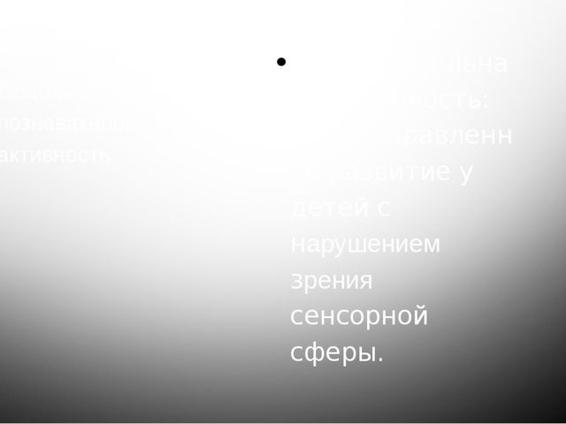 Презентация на тему "Ребенок с нарушением зрения в дошкольной системе образования"