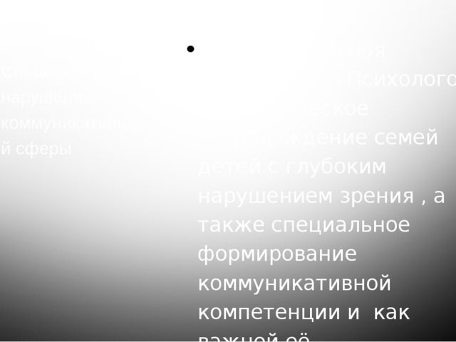 Презентация на тему "Ребенок с нарушением зрения в дошкольной системе образования"