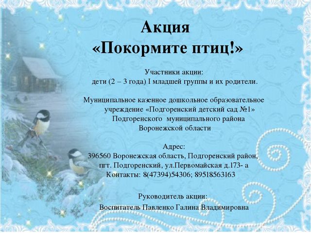 Презентация по экологическому воспитанию : "Покорми птиц"