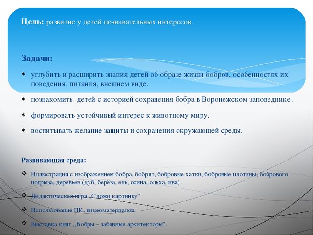 Занятие на тему: "Эти удивительные животные - бобры"