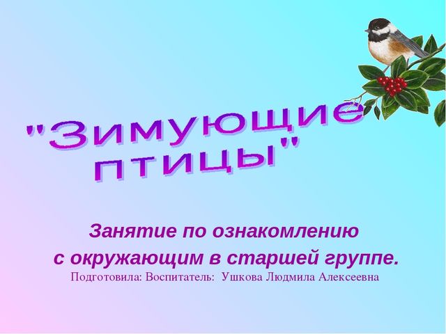 Презентация по ознакомлению с окружающим в старшей группе на тему "Зимующие птицы"