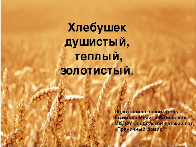 Презентация "Хлебушек душистый, теплый золотистый"
