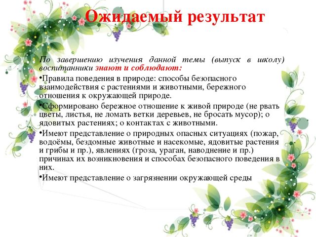 Презентация педагогического опыта по теме"Формирование основ безопасного поведения в природе у детей дошкольного возраста"