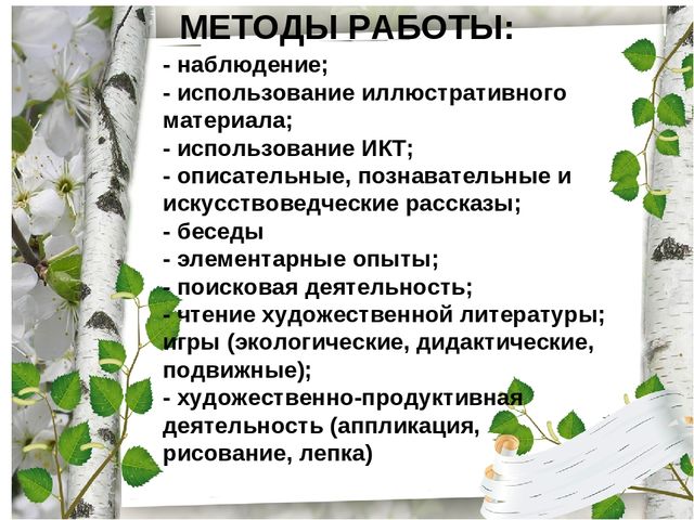 Презентация по экологическому воспитанию "Люблю берёзку русскую!
