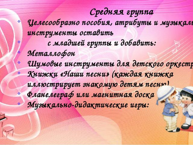 Создание музыкальной предметно-развивающей среды в группах детского сада. Методический материал.