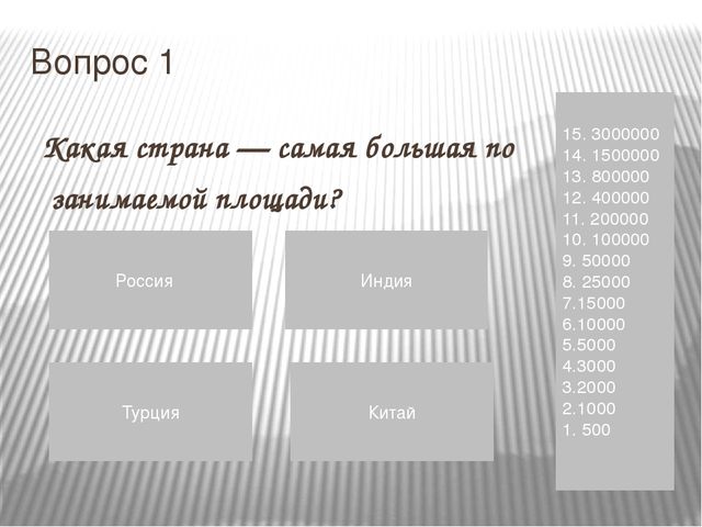 Презентация : Игра "Кто хочет стать миллионером" на тему Страны мира