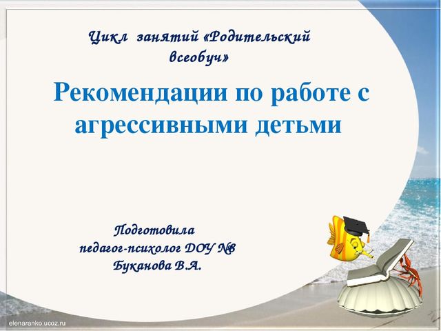 Рекомендации по работе с агрессивными детьми. Из цикла занятий "Родительский всеобуч"