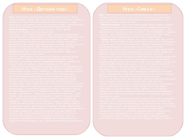 Презентация "Картотека по сюжетно - ролевой игре" очень удобно распечатал и заламинировал , постоянно под рукой для молодых специалистов.