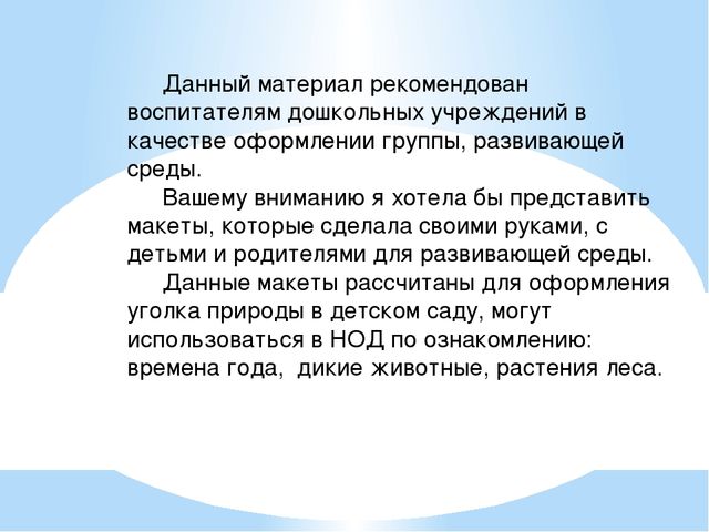 Макеты для детского сада своими руками на тему "В лесу. Дикие животные"