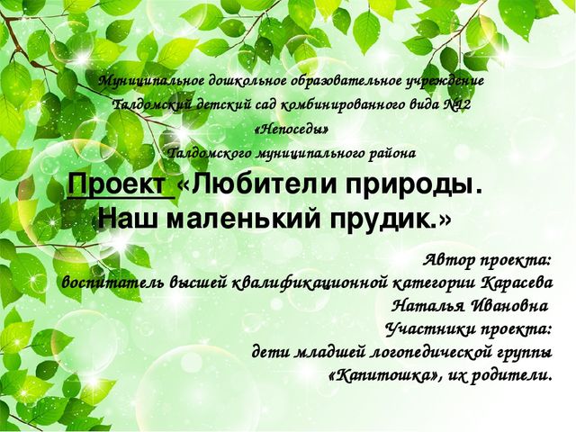 Проект "Наш аленький прудик"