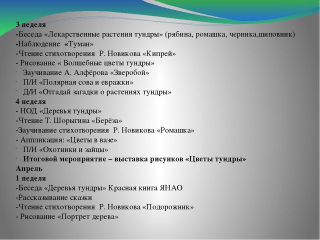 Проект по экологии "Растения, природа, природные явления тундры" (дошкольники)